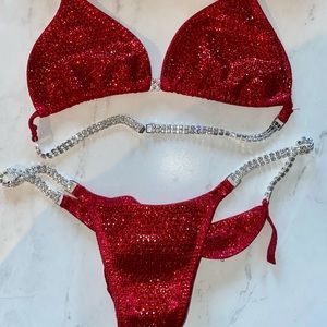 NPC IFBB red swarovski competition bikini